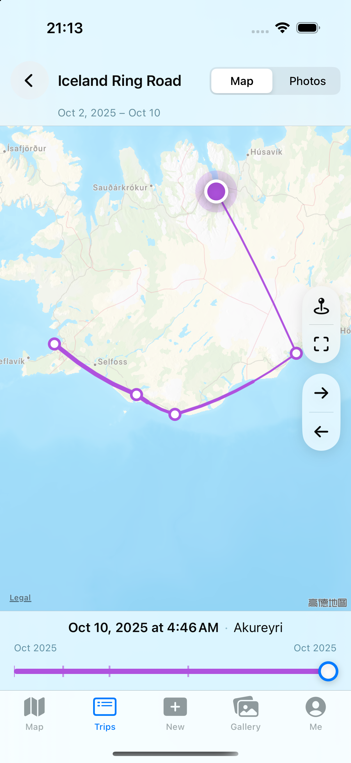 WhaleWay footstep with local time and map